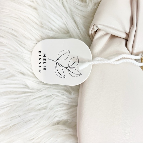 MELIE BIANCO OFF-WHITE IVORY FAUX LEATHER TOP KNOT CLUTCH COMPACT PURSE NWT - Picture 5 of 6
